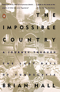 Front cover of The Impossible Country with bombed out building and man standing amid rubble